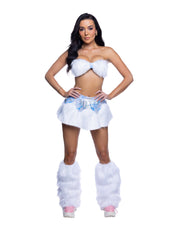 JR303 - Faux Fur Skirt & Bandeau Top - Clouds/White / M/L - image 1
