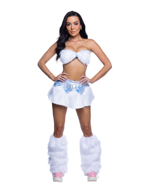 JR303 - Faux Fur Skirt & Bandeau Top - Clouds/White / M/L - image 1