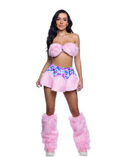 JR303 - Faux Fur Skirt & Bandeau Top - Clouds/White / M/L - image 2
