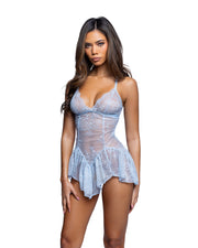 LI1025 - LACY BLUSHER TEDDY - Light Blue / L/XL - image 1