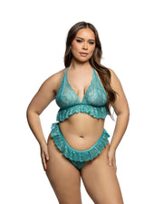 LI1031 - Lacy Sweet Flutter 2pc Set - Teal / L/XL - image 1