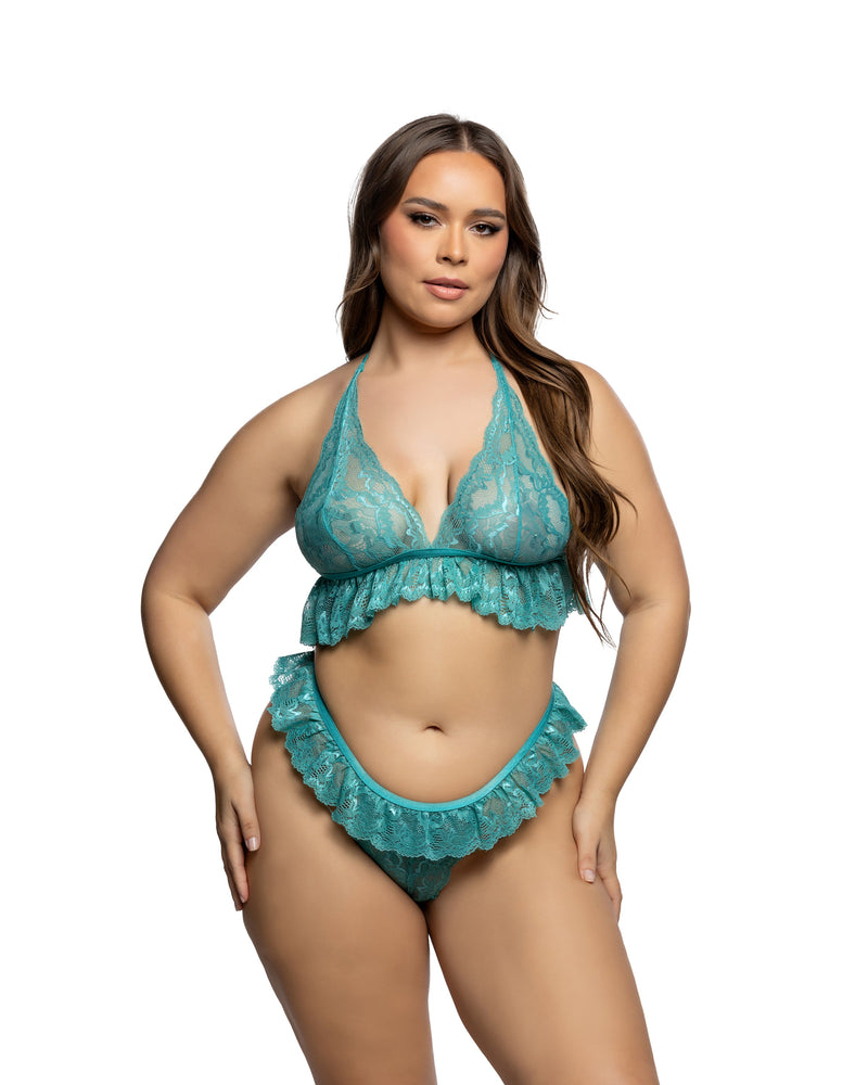 LI1031 - Lacy Sweet Flutter 2pc Set - Teal / L/XL - image 1