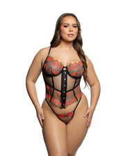 LI1040 - Midnight Rose 2pc Corset Set - Black/Hot Pink / L - image 2