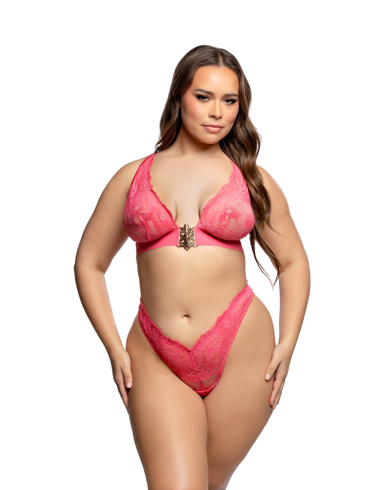 LI1049 - Infinite Lace Halter Set - Coral / L/XL - image 2