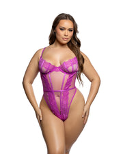 LI1077 - Sheer Desire Teddy - Fuchsia / L - image 2