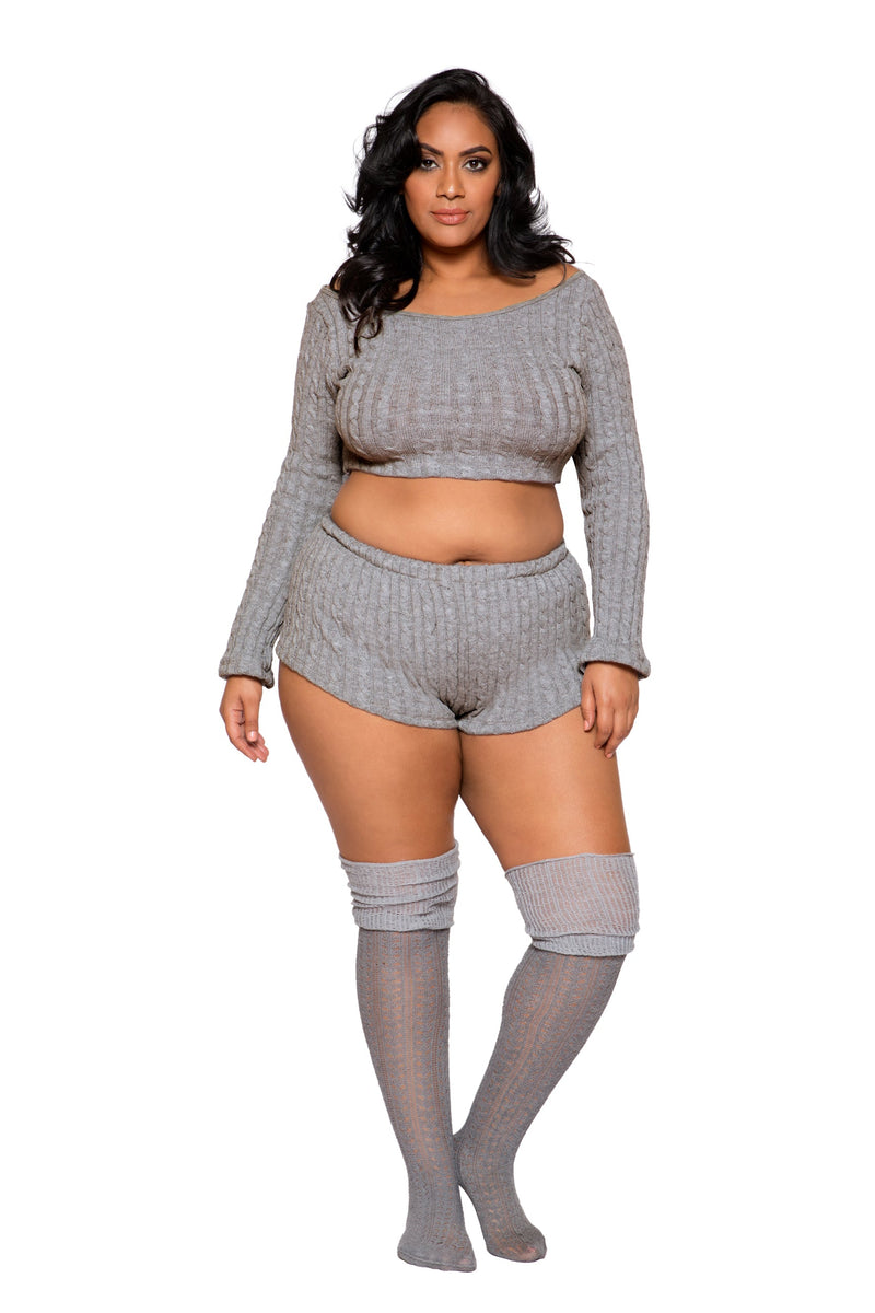 LI287 - Cozy & Comfy Pajama Short Set - Grey / 3XL/4XL - image 1