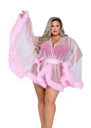 LI531 - Hollywood Glam Luxury Mini Robe - Baby Pink / O/S - image 2