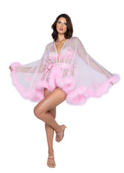 LI531 - Hollywood Glam Luxury Mini Robe - Baby Pink / O/S - image 4