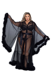 LI532 - Hollywood Glam Luxury Robe - Black / O/S - image 1