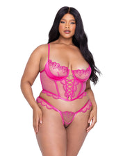 LI622 - Bubblegum Heart 2-Piece Bustier Set - Pink / L - image 2