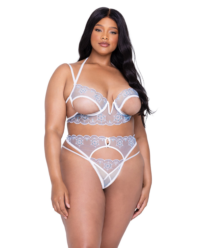 LI633 - Snow Queen 3-Piece Garter Short Set - Blue/White / L - image 2