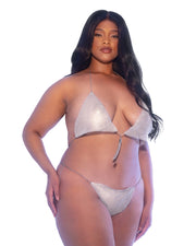 LI644 - Miami 2-Piece Crystal Short Set - Silver / L/XL - image 2