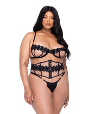 LI648 - Ebony Rose 3-Piece Waspie Short Set - Black / L - image 2