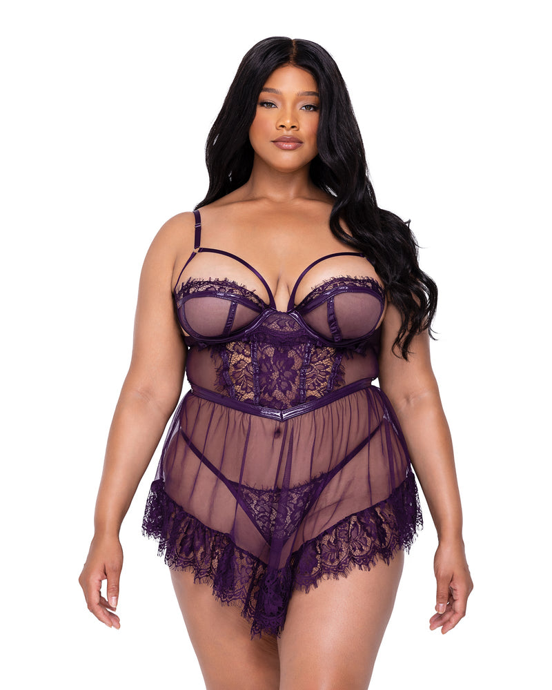 LI655 - Sugar Plum Babydoll 2-Piece Set - Purple / L - image 2