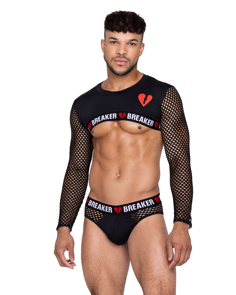LI676 - Heartbreaker Crop Top - Black/Red / L - image 1