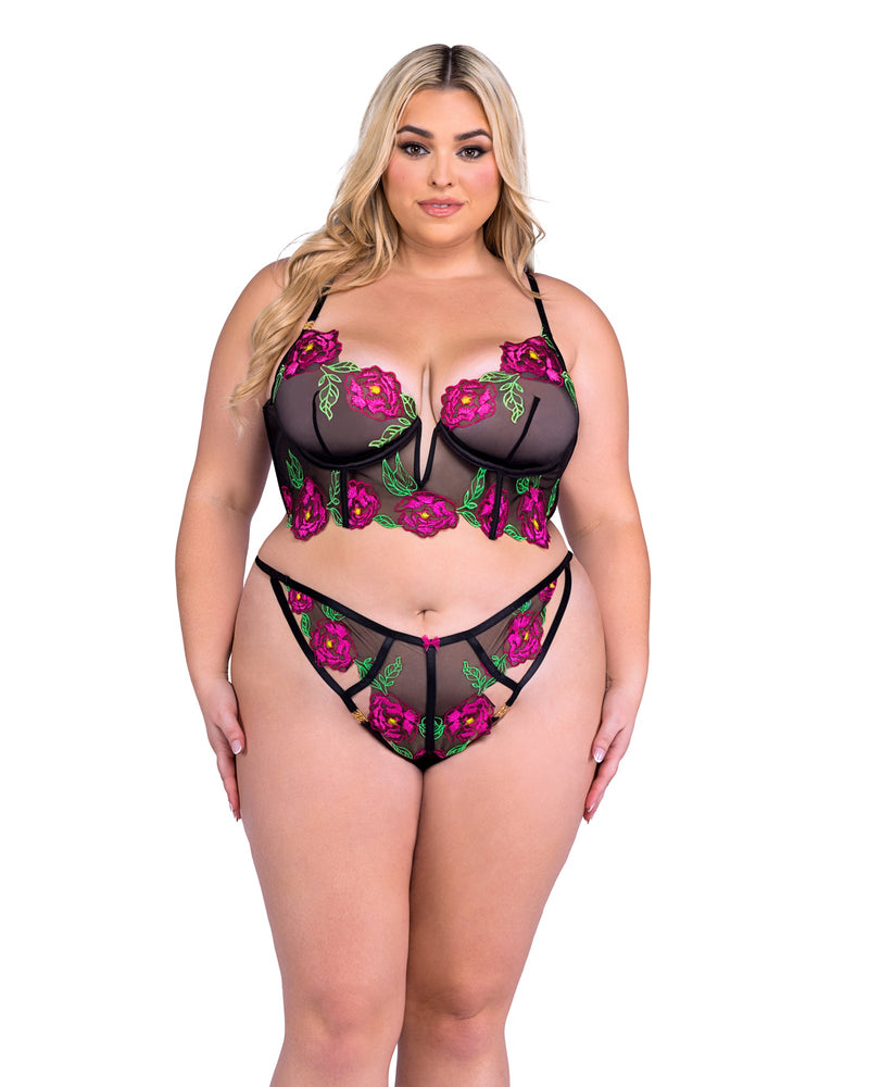LI682 - Peony Paradise 2-Piece Bra Set - Black/Multi / L - image 2