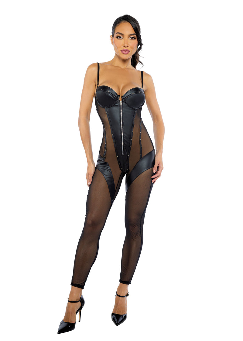 LI704 - Lust & Leather Catsuit - Black / L - image 1