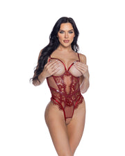 LI709 - Eden Open-Cup Crotchless Teddy - Black / L - image 4
