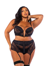 LI714 - Belle Noir 3-Piece Garter Skirt Set - Black / L - image 1