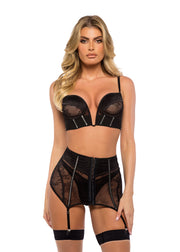 LI714 - Belle Noir 3-Piece Garter Skirt Set - Black / L - image 2