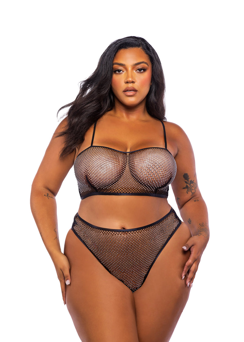 LI729 - Think Pink Rhinestone Tube 2-Piece Short Set - Black / L/XL - image 1
