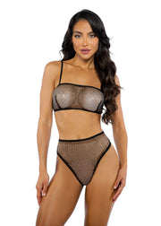 LI729 - Think Pink Rhinestone Tube 2-Piece Short Set - Black / L/XL - image 3