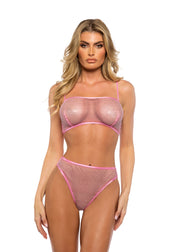 LI729 - Think Pink Rhinestone Tube 2-Piece Short Set - Black / L/XL - image 4