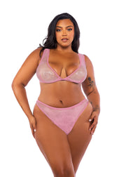 LI754 - Think Pink Rhinestone Bralette 2-Piece Short Set - Black / L/XL - image 2
