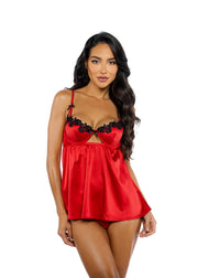 LI758 - Love & Lust Babydoll 2-Piece Set - Red / L - image 1