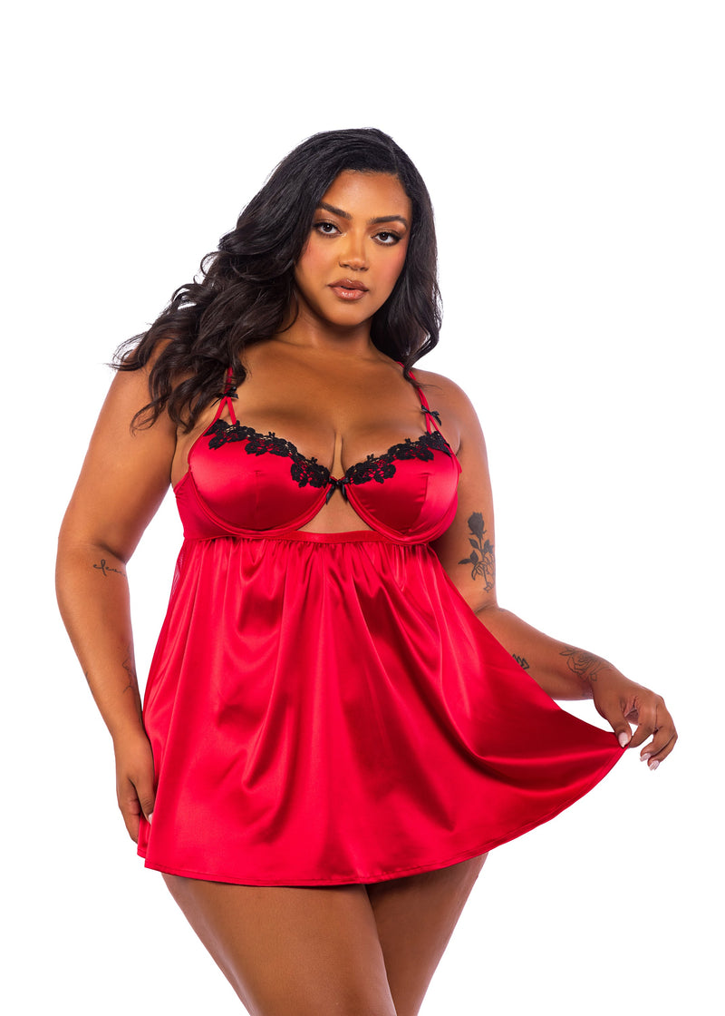 LI758 - Love & Lust Babydoll 2-Piece Set - Red / L - image 2