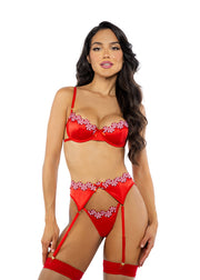 LI762 - Peppermint Kiss 3-Piece Garter Set - Red / L - image 1