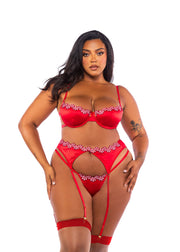 LI762 - Peppermint Kiss 3-Piece Garter Set - Red / L - image 2