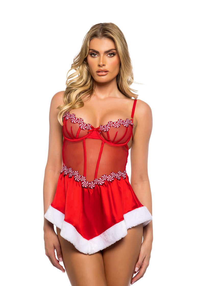 LI764 - Peppermint Kiss Babydoll - Red / L - image 1