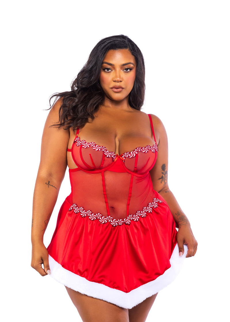 LI764 - Peppermint Kiss Babydoll - Red / L - image 2