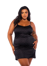 LI769 - Twinkle Diamante Chemise - Black / 1X - image 1