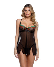 LI796 - Cherry Delight Babydoll 2pc Set - Black / L - image 1