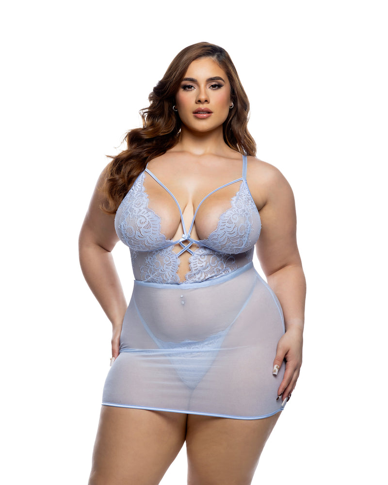LI802 - Paradise Bloom Chemise 2pc Set - Baby Blue / L/XL - image 2