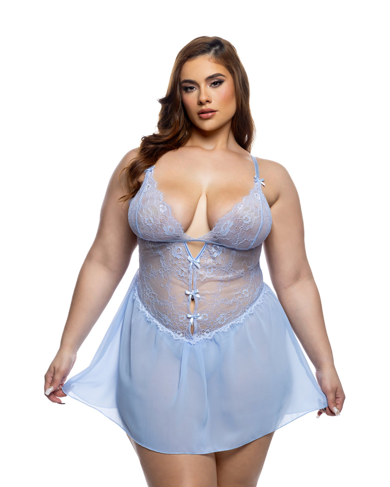 LI810 - Paradise Dream Babydoll 2pc Set - Baby Blue / L/XL - image 1
