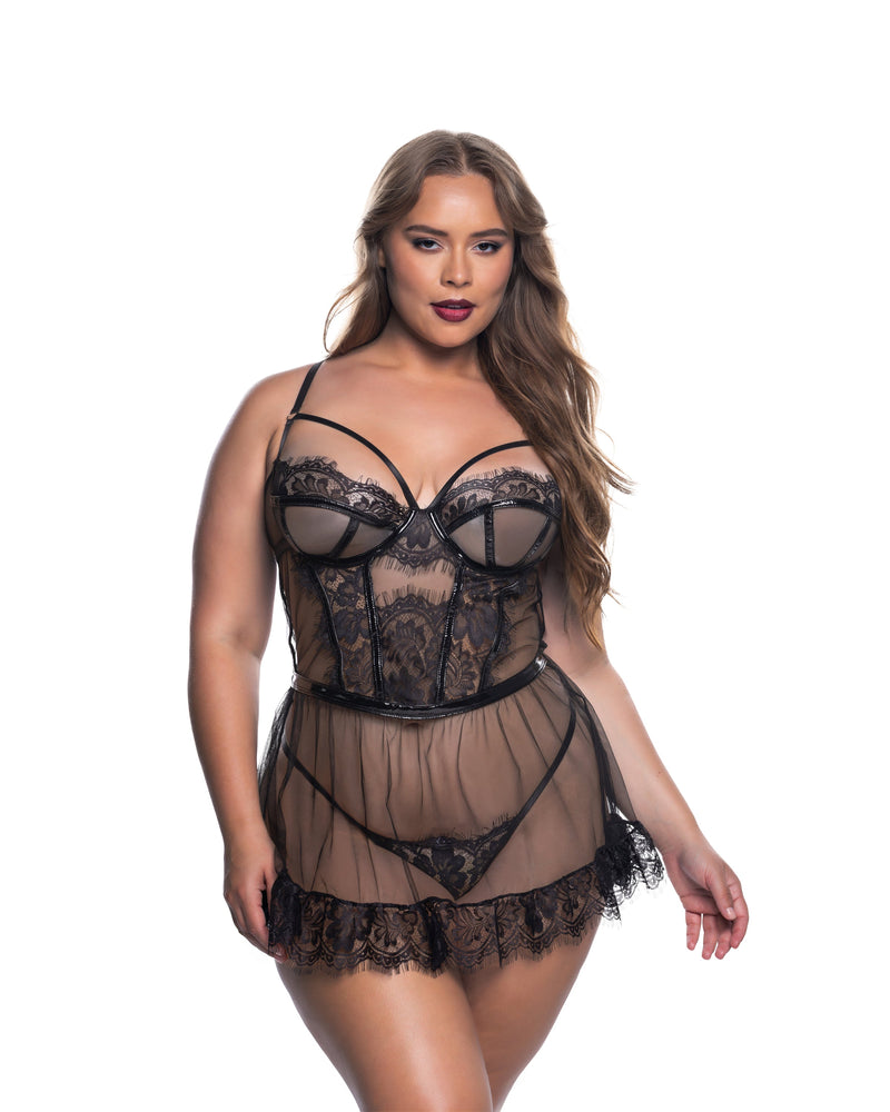 LI839 - Eden Babydoll 2-Piece Set - Black / L - image 1