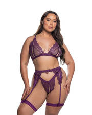 LI863 - Lace Fetish 2-Piece Set - Purple / L/XL - image 1