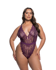 LI864 - Lace Fetish Teddy - Purple / L/XL - image 1
