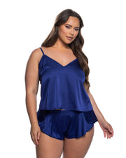 LI869 - Satin Essentials Cami 2-Piece Set - Blue / L/XL - image 1