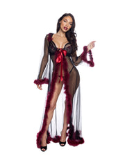 LI888 - Fantasy Luxe Glam Robe - Black/Merlot / O/S - image 1