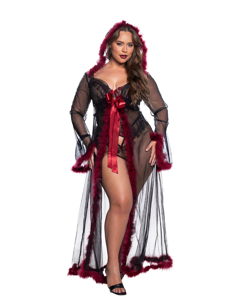 LI888 - Fantasy Luxe Glam Robe - Black/Merlot / O/S - image 2