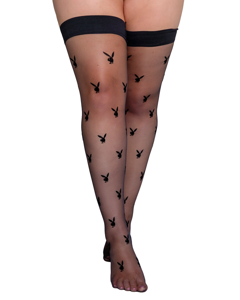 PBLI122 - Playboy Bunny Noir Stockings - Black / O/S - image 2