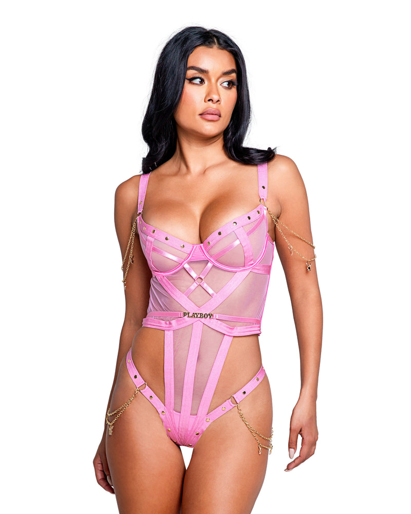 PBLI124 - Playboy Charm Teddy - Pink/Gold / L - image 1
