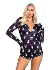 PBLI130 - Playboy Slumber Bunny Romper - Black/White / 1XL/2XL - image 3