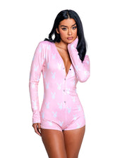 PBLI130 - Playboy Slumber Bunny Romper - Black/White / 1XL/2XL - image 4