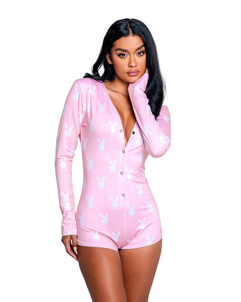 PBLI130 - Playboy Slumber Bunny Romper - Black/White / 1XL/2XL - image 4