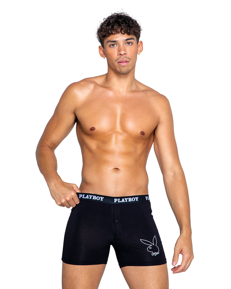 PBLI143 - Playboy Mens Tuxedo Modal Classic Boxer Briefs - Black/White / L - image 1